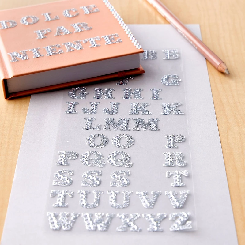 12 Packs: 55 ct. (660 total) Glitter Rhinestone Alphabet Stickers by Recollections™