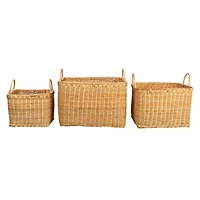 Hello Honey® Natural Square Rattan Basket Set with Handles