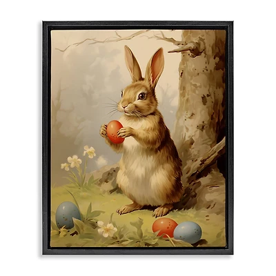 Stupell Industries Easter Bunny in Nature Floating Frame Wall Art