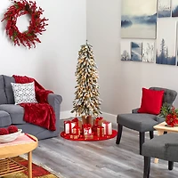 5ft. Pre-Lit Flocked Grand Alpine Artificial Christmas Tree, Clear LED Lights