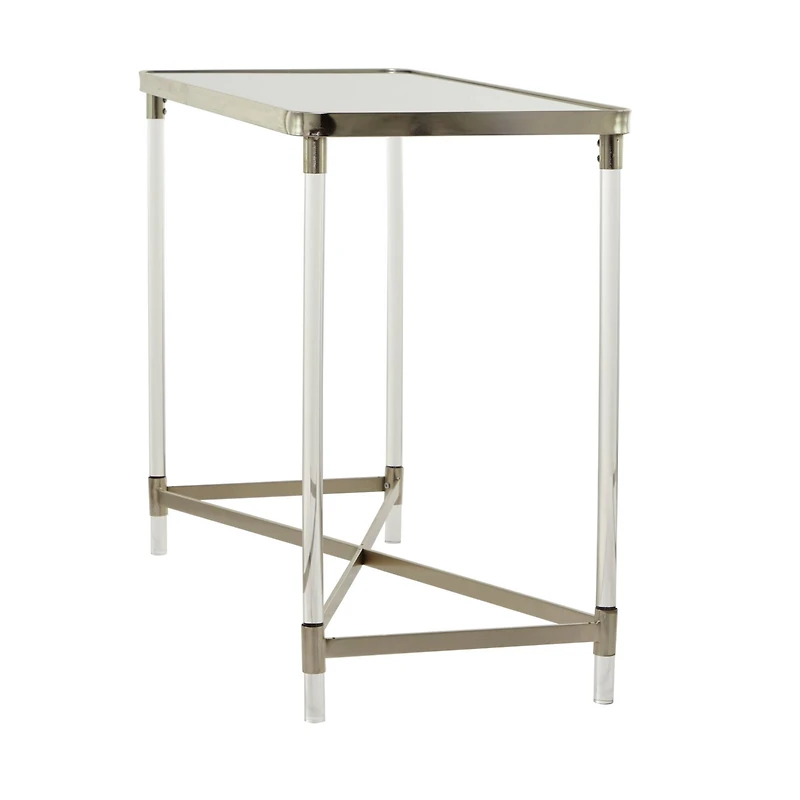 Silver Metal Contemporary Console Table, 44" x 19" x 33"