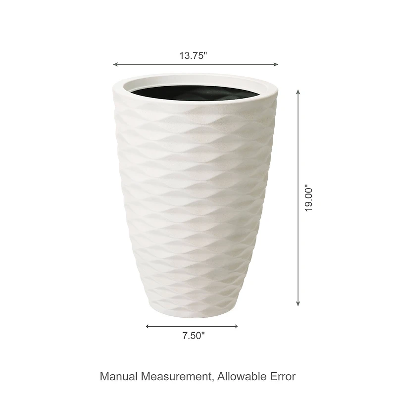 Glitzhome® 19" Eco-Friendly Oversized Tall Round Diamond Planters, 2ct.