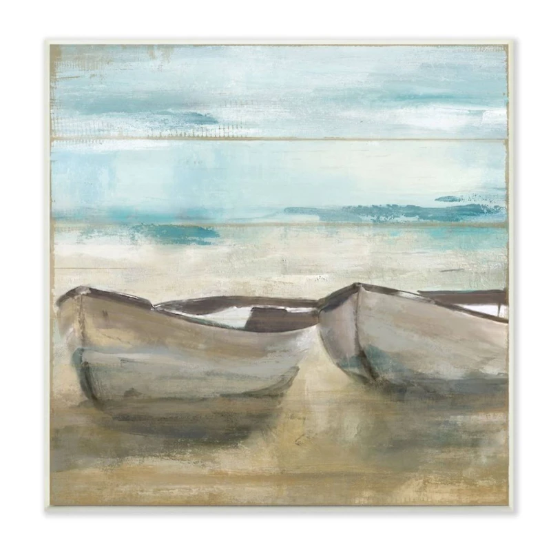 Stupell Industries Lake Boat Beach Landscape Wooden Wall Plaque