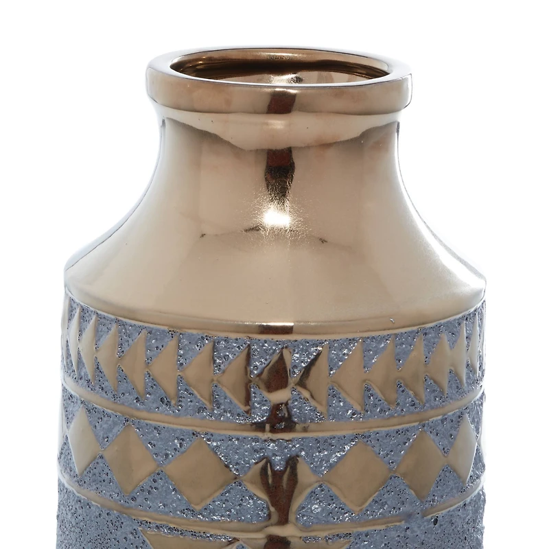 Gold Porcelain Contemporary Vase 18" x 8" x 8"