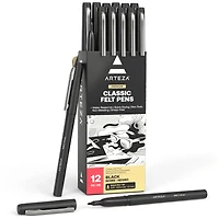 Arteza® Black Bold Tip Classic Felt Pens, 12ct.