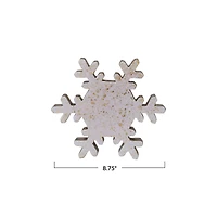 Hello Honey® 8.7" Cream & Gold Mango Wood Snowflake