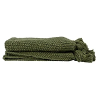 Hello Honey® Olive Green Knit Throw Blanket with Tassels