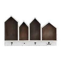 White MDF Modern Farmhouse Wall Shelf, 19" x 33" x 5"