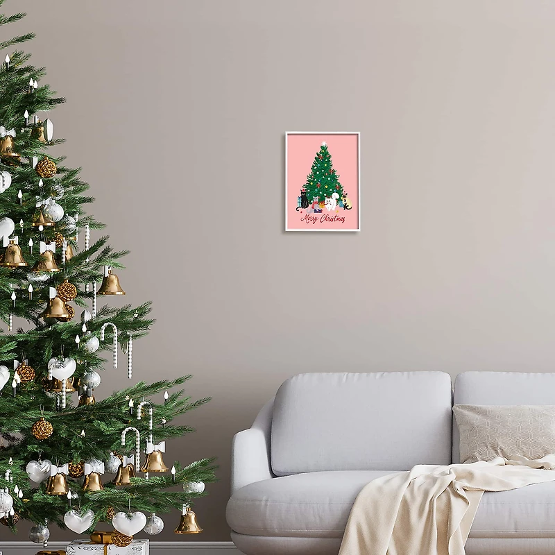 Stupell Industries Merry Christmas Holiday Cats Framed Giclee Art