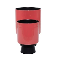 Red & Black Metal Modern Planter Set