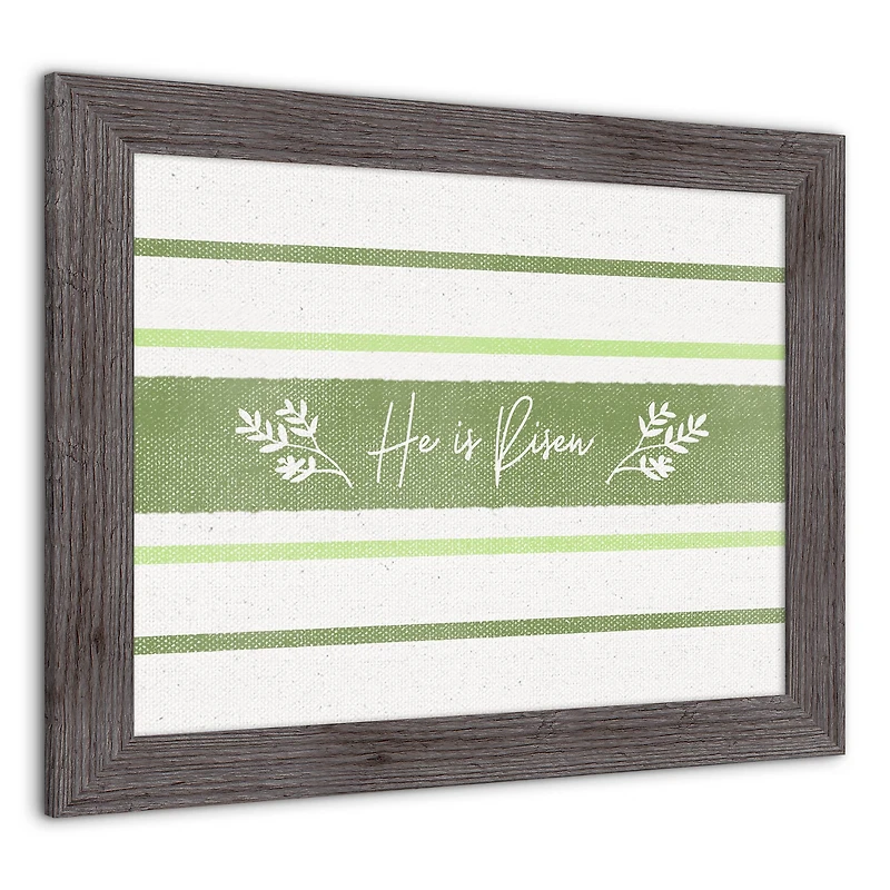 He Is Risen Green Stripes 1 16" x 20" Western Gray Framed Print