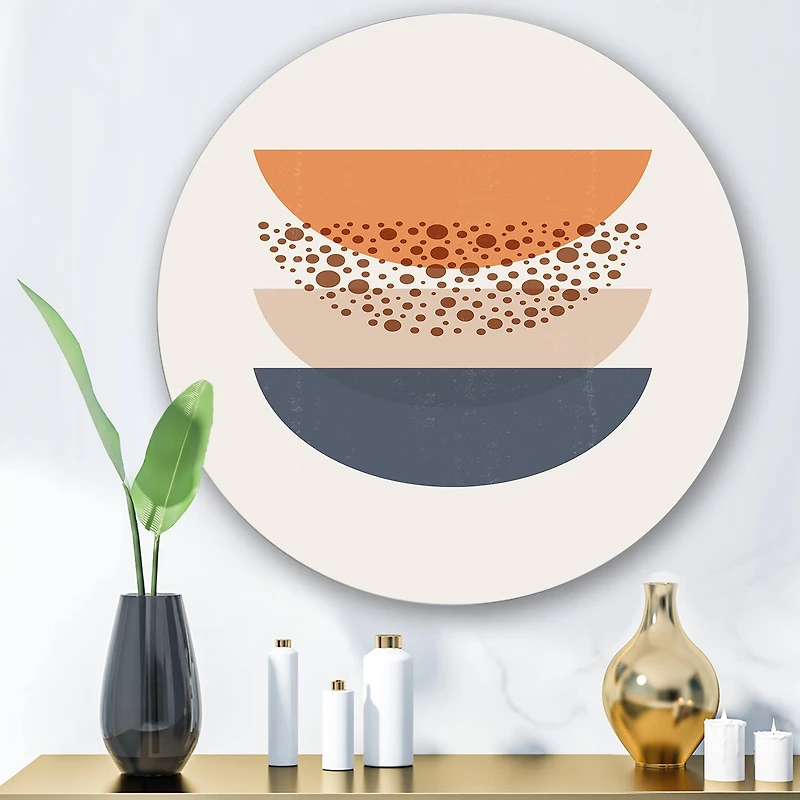 Designart - Abstract Sun & Moon Geometrics In Blue & Orange