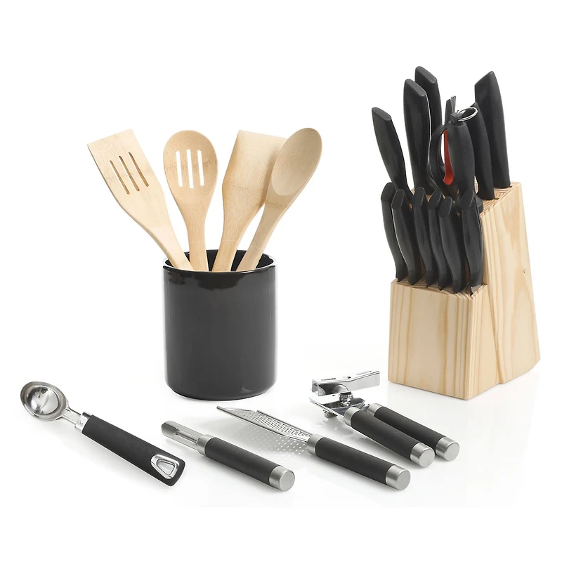Gibson Home® Westminster 23-Piece Black Carbon Stainless Steel Cutlery Set with Kitchen Tools