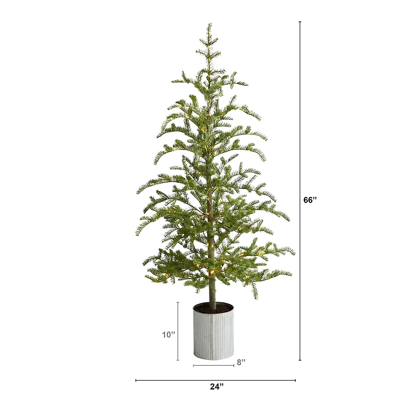 5.5ft. Pre-Lit Pine Artificial Christmas Tree in Decorative Planter, Clear Lights