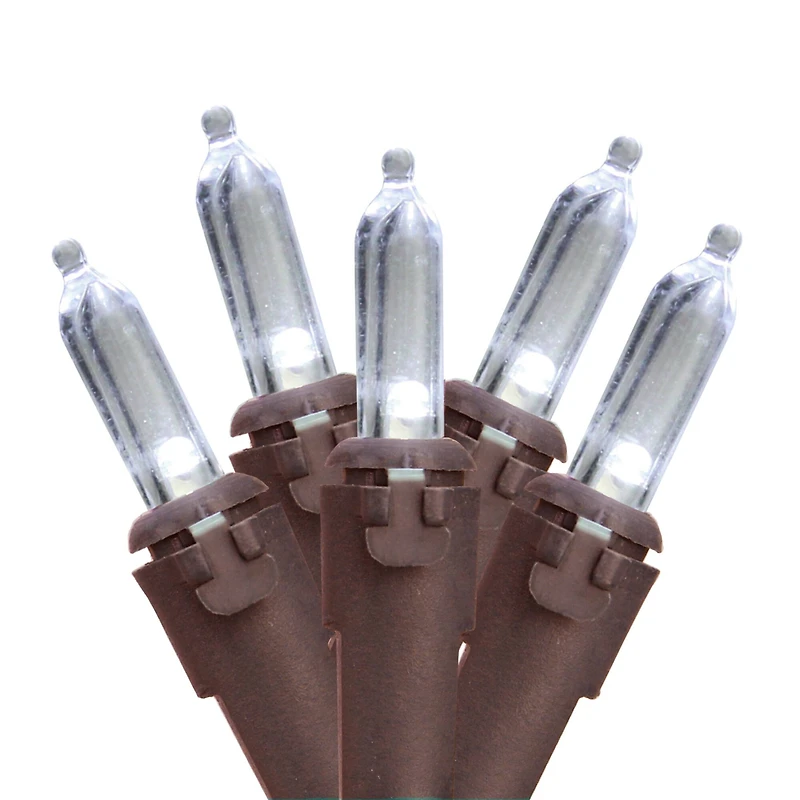 35ct. White LED Mini Christmas Lights Set With Brown Wire