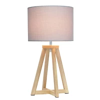 Simple Designs 19" Interlocked Triangular White Wood Table Lamp with Gray Shade