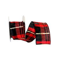 JAM Paper 2.5" x 10yd. Metallic Wired Buffalo Dupioni Plaid Ribbon