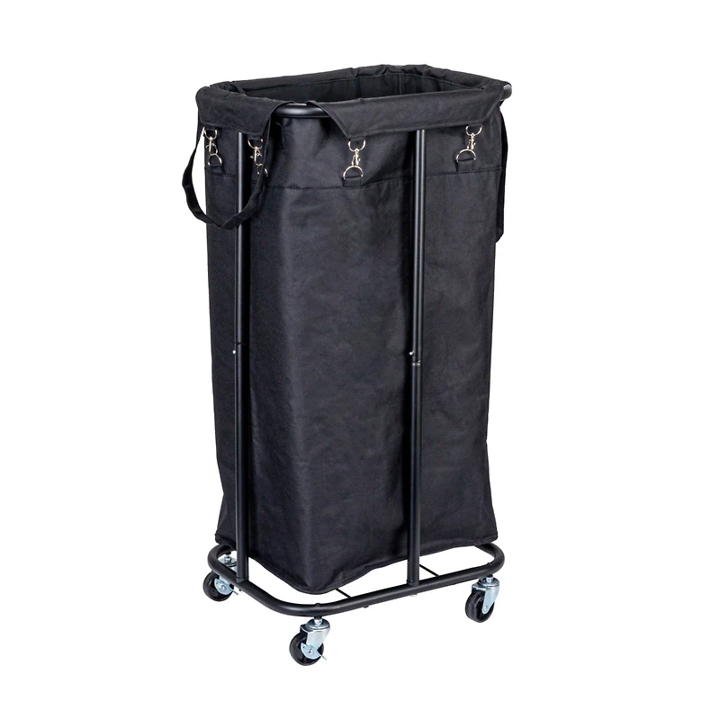 Household Essentials 30.5" Black Rolling Laundry Hamper
