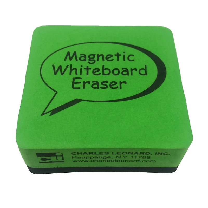Charles Leonard Green & Black Dry Erase Whiteboard Magnetic Eraser, 3 Packs of 12