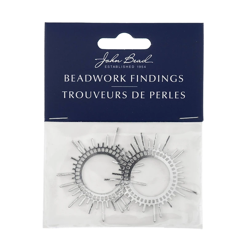 John Bead Silver Sun Pendants, 2ct.