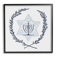 Stupell Industries Hanukkah Menorah Botanical Laurel Framed Giclee Art