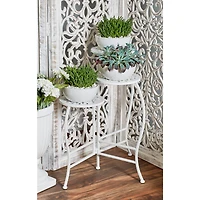 White Metal Traditional Plantstand Set