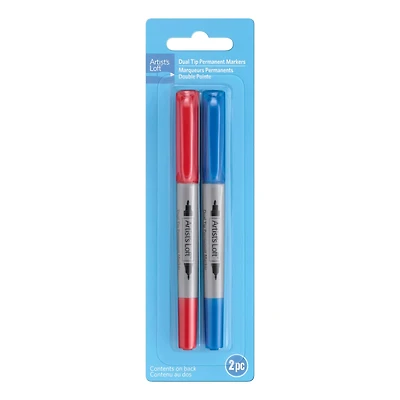 Blue & Red Dual Tip Permanent Marker Set by Artist's Loft™