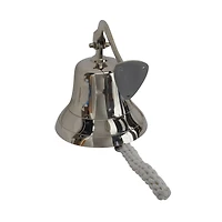7.5" Silver Nautical Bell Wall Accent with Rope Pull