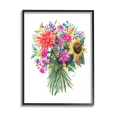 Stupell Industries Charming Bridal Style Bouquet Illustration Vivid Country Florals Framed Wall Art