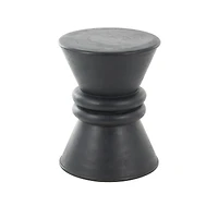 18" Black Wood Handmade Carved Hourglass Accent Table with 3D Ring Center