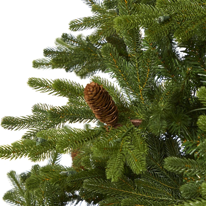 7.5ft. Pre-Lit Yukon Mountain Fir & Pinecones Artificial Christmas Tree with Clear Lights
