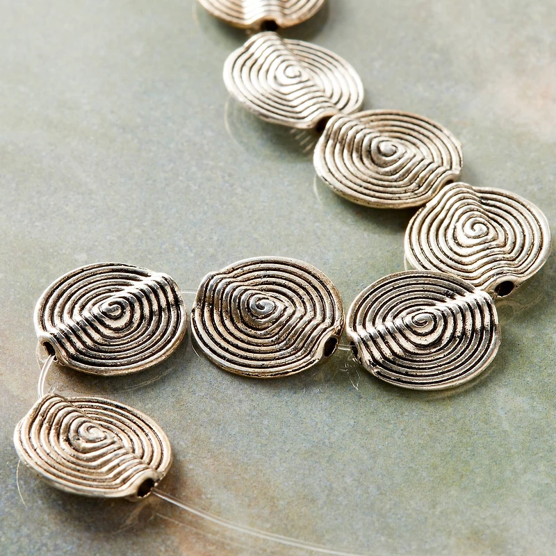 Silver Plated Metal Flat Lentil Beads, 15mm by Bead Landing™