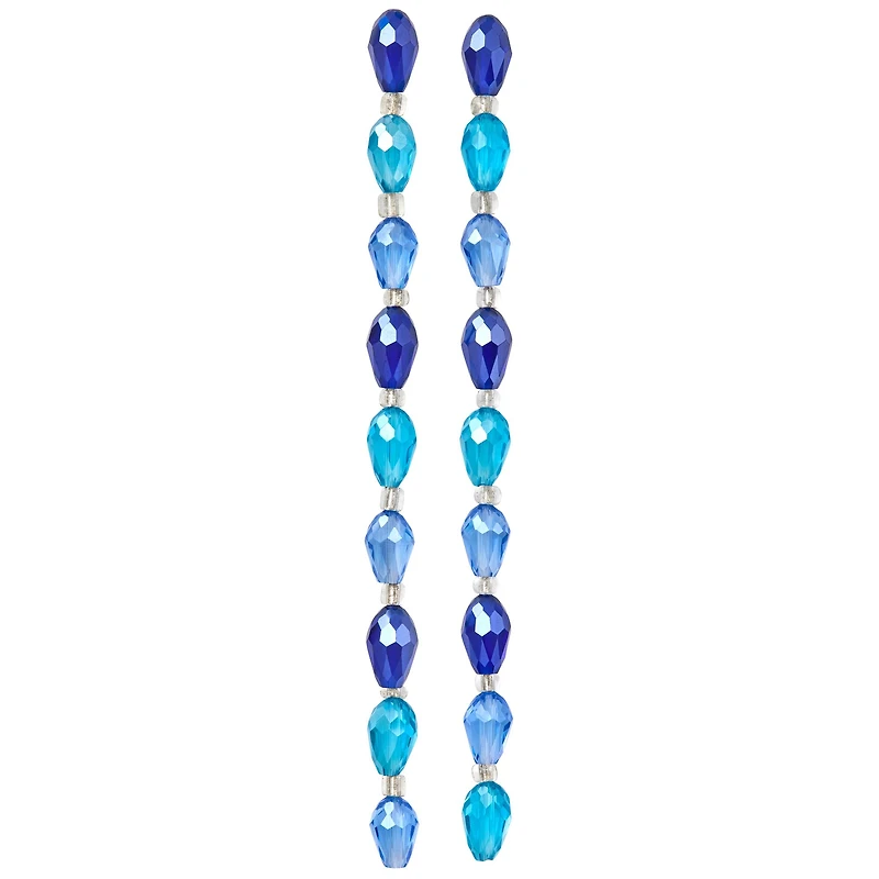 12 Pack: Teardrop Faceted Glass Beads, Aqua by Bead Landing™