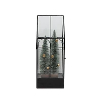 Tall Black Christmas Tree Greenhouse LED Lighted Lantern by Ashland®