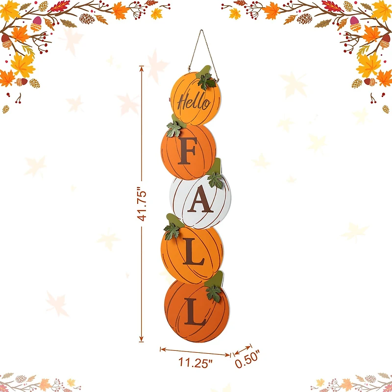 Glitzhome® 41.75" Fall and Christmas Double-Sided Wooden Pumpkin and Ornament Porch Sign