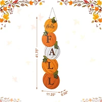Glitzhome® 41.75" Fall and Christmas Double-Sided Wooden Pumpkin and Ornament Porch Sign