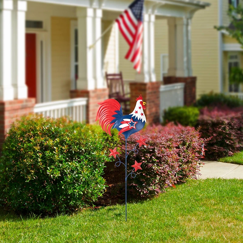 Glitzhome® 35.7" Patriotic Rooster Yard Stake