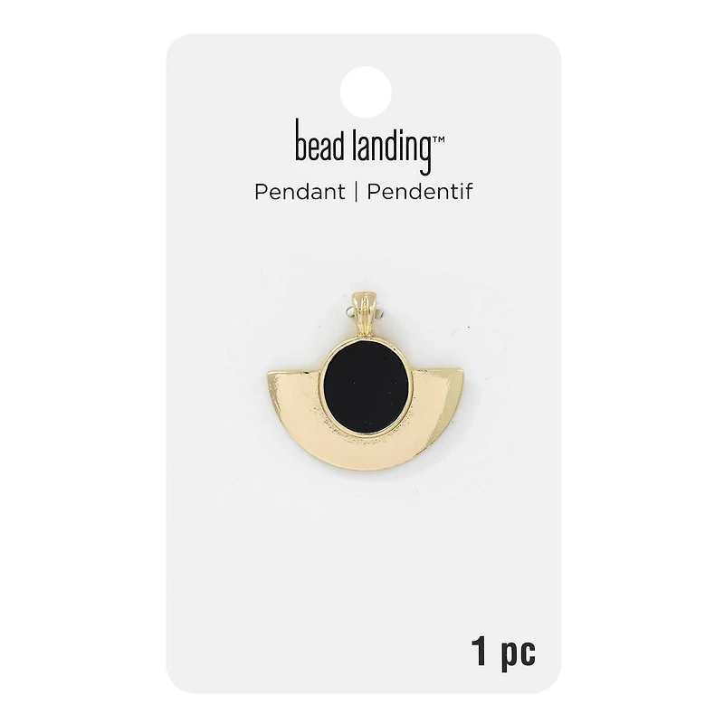 Gold & Black Geometric Half Circle Pendant by Bead Landing™