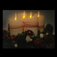 LED Lighted Red & White Flickering Candles Christmas Wall Art
