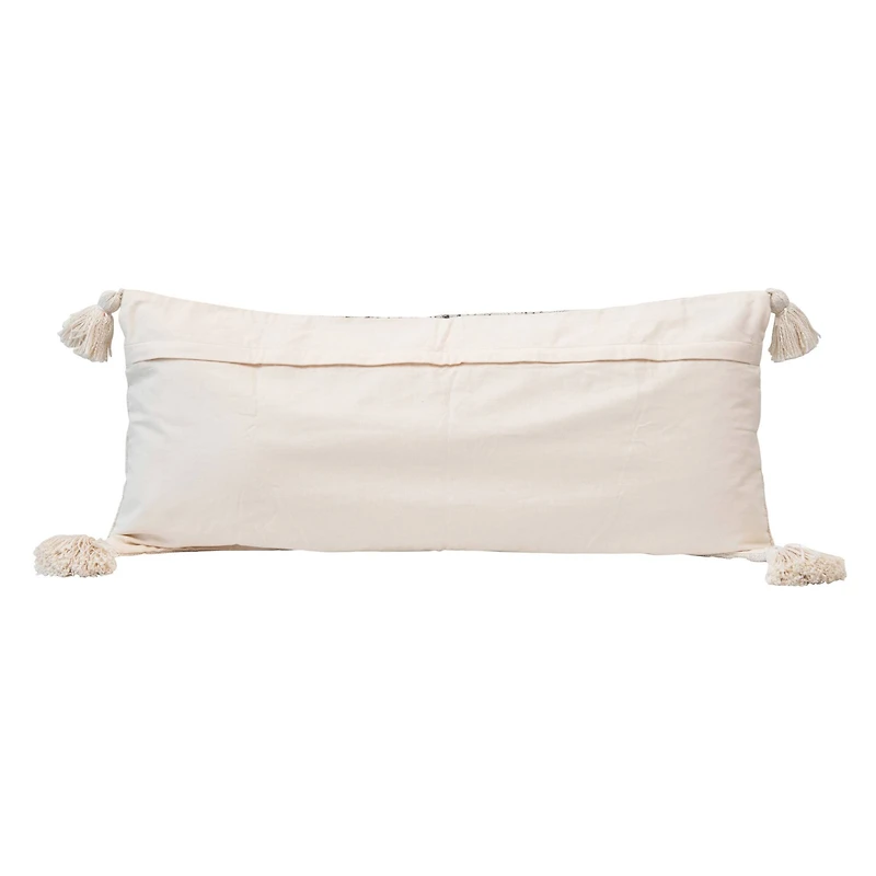 Hello Honey® Cream Lumbar Pillow with Tassels & Variegated Gray Yarns