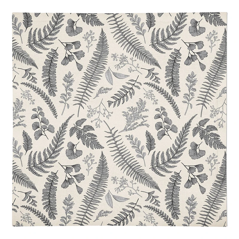 Gray Botanical Cotton Twill Dinner Napkin