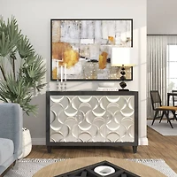 Silver Aluminum Floating Block Abstract Candle Holder with Rounded Base Set