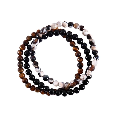 Signature Color Shop Black Agate, Fire Agate & Tiger Eye Bracelets by Bead Landing™