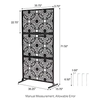 Glitzhome® 6ft. Black Galvanized Steel Floral Room Divider