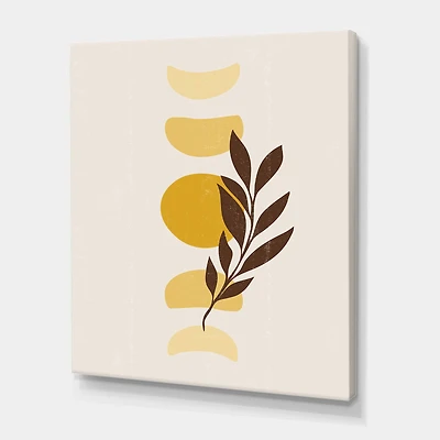 Designart - Abstract Geometrical Sun and Moon With Leaf VII