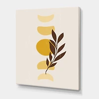 Designart - Abstract Geometrical Sun and Moon With Leaf VII