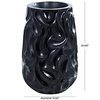 Large Black Wavy Textured Floor Vase