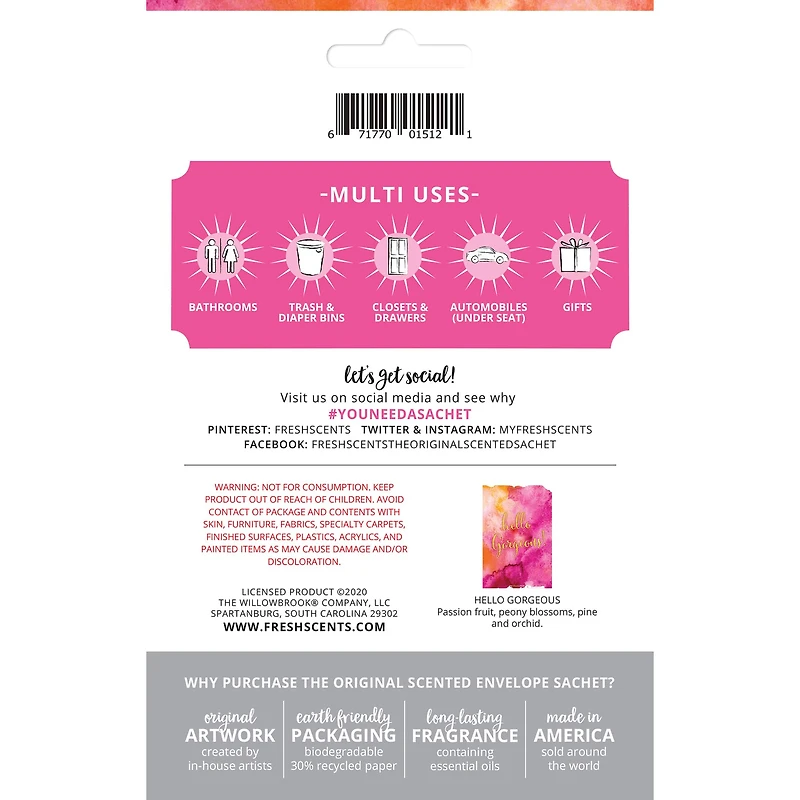 Willowbrook® Fresh Scents™ Hello Gorgeous Fragrance Sachets, 3ct.