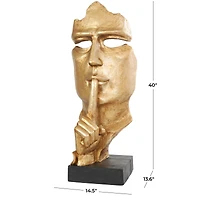 3ft. Gold Abstract Cutout Quiet Gesture Face Sculpture