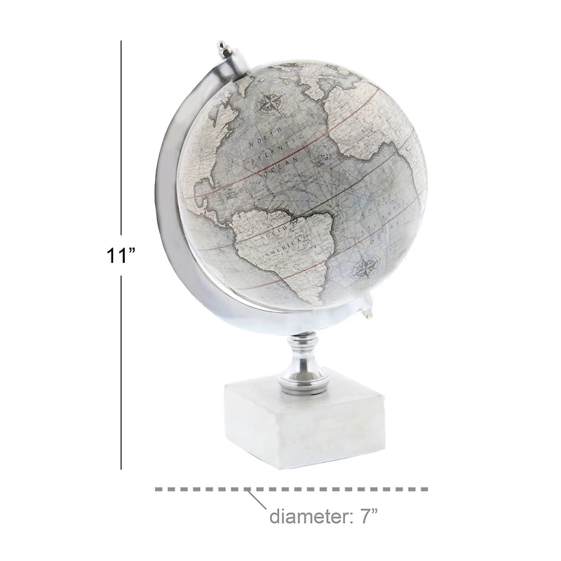 11" White Ceramic & Metal Contemporary Globe